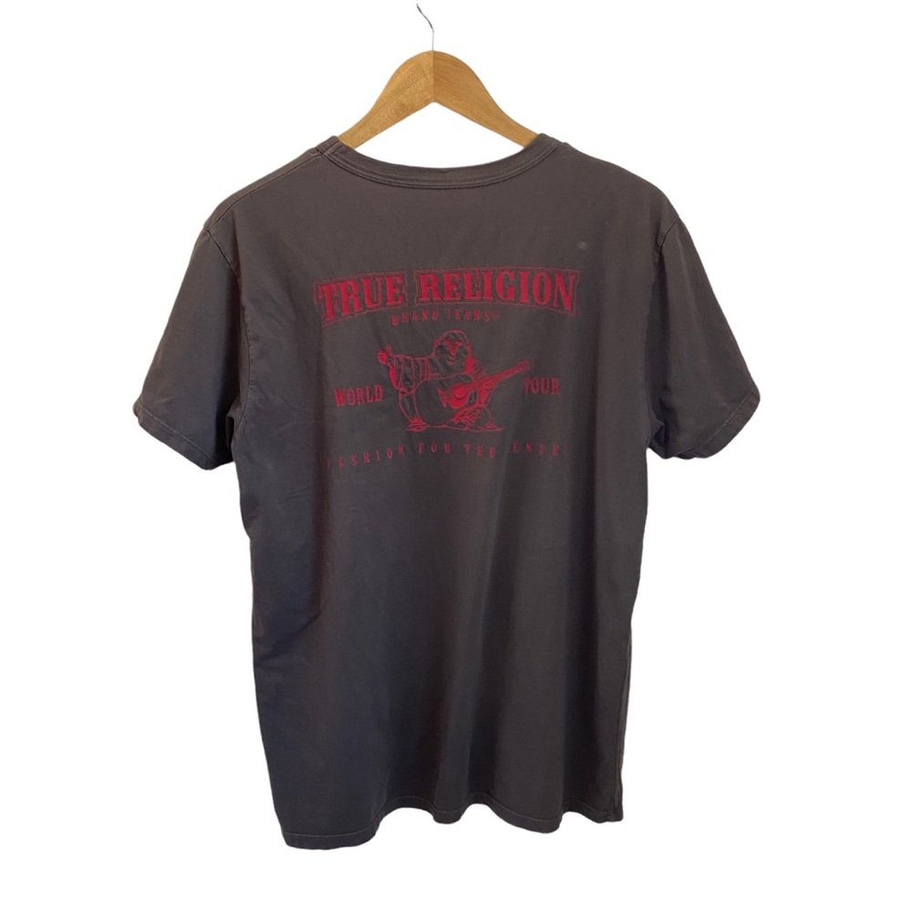 True Religion Felt Logo Dark Gray and Red Crew
Neck T-Shirt Size XL - Picture 2 of 9